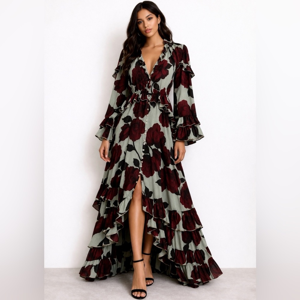 Free People Hearts Run Wild Floral Maxi Dress Size S/Oversized - NWOT